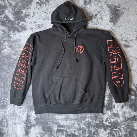 The Weeknd Legend of The Arena Fall Tour Teal Size X-Large XO Black Hoodie - Picture 1 of 7